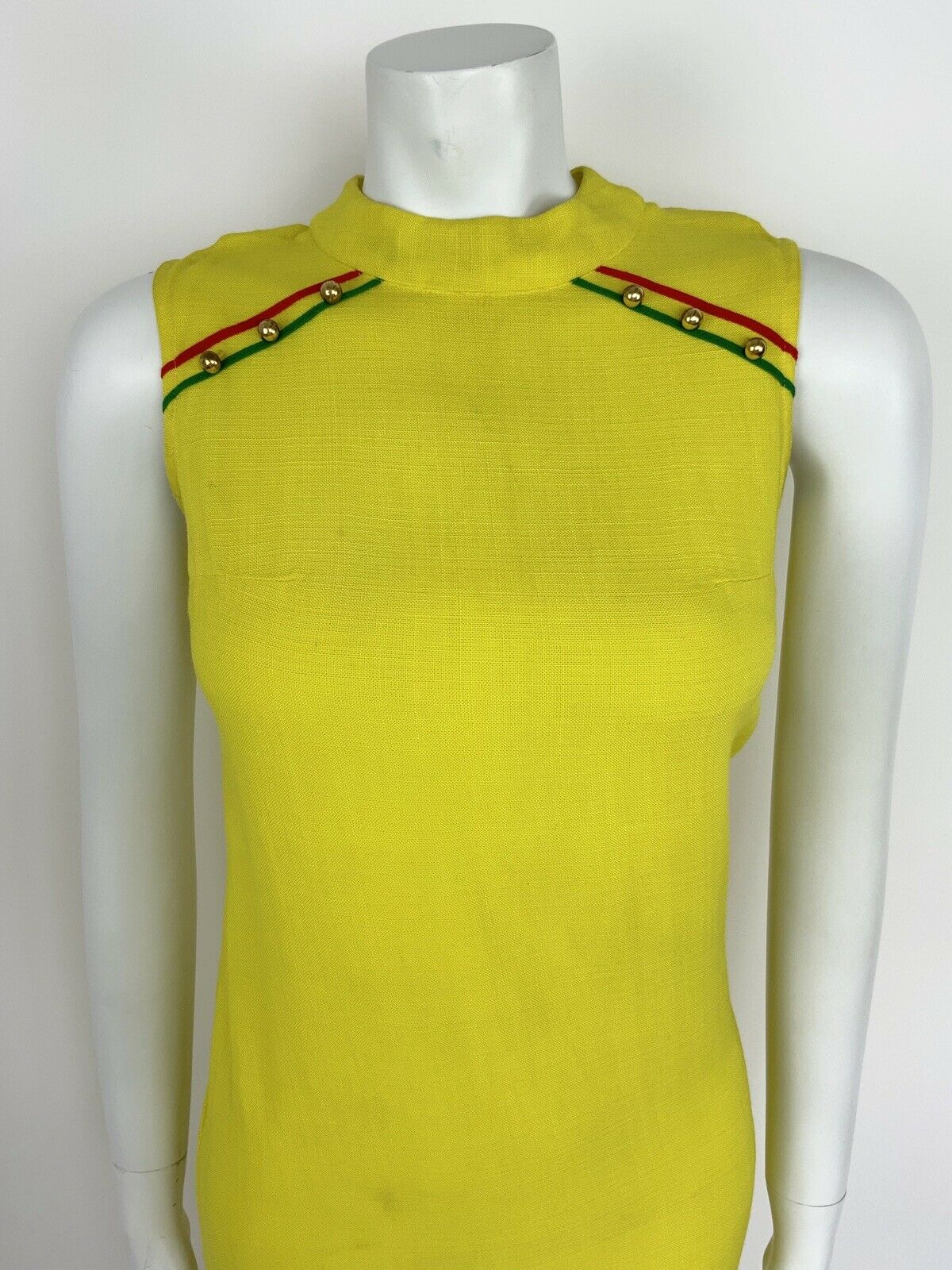 VINTAGE 60s 70s ACID YELLOW RED GREEN GOLD SUMMER SHIFT MINI DRESS 4