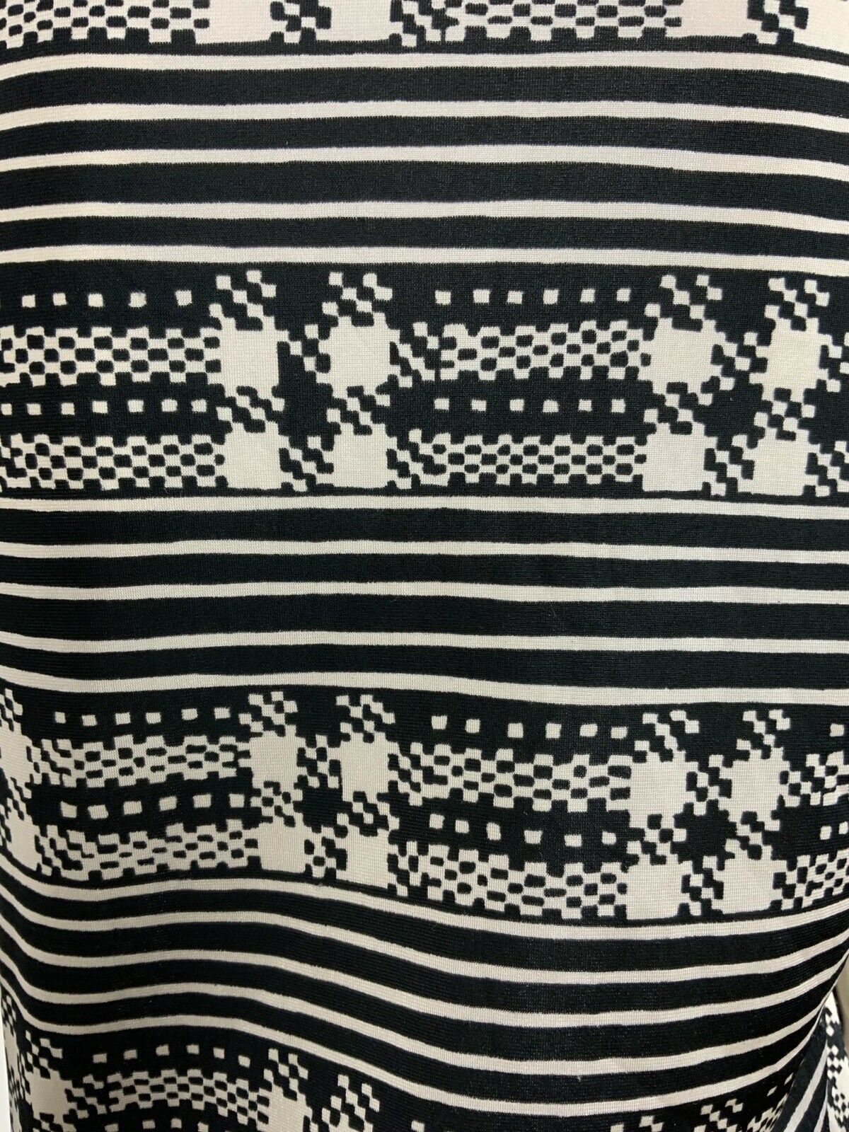 VINTAGE 60s 70s BLACK WHITE STRIPED CHECKERBOARD GEOMETRIC MOD HIPPY SHIRT 8 10