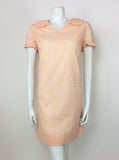 VTG 60s 70s ORANGE PINK WHITE POLKA DOT RUFFLE COLLAR TRAPEZE DRESS 10 12 14