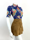 VTG 60s 70s BLUE ORANGE PURPLE GREEN ABSTRACT MOD PSYCHEDELIC DAGGER SHIRT 10 12