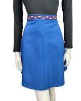 VINTAGE 60s 70s BLUE RED WHITE PLAITED MOD A-LINE SKIRT 4