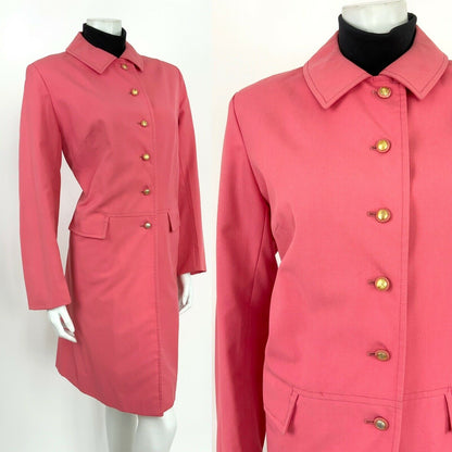 VINTAGE 60s SALMON PINK GOLD OVERSIZED BOX CHESTERFIELD SWING COAT 14 16