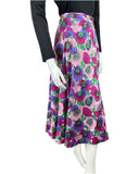 VINTAGE 60s 70s PURPLE PINK GREEN FLOWER POPPY MIDI WRAP SKIRT 8