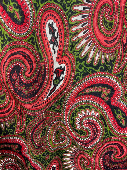 VINTAGE 60s 70s RED BLACK GREEN PAISLEY MANDALA PSYCHEDELIC SWING SKIRT 10 12