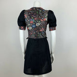 VINTAGE 70S SHIRRED FLOWER MULTI COLOURED GLITTER DRESS 4 6