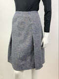 VINTAGE 60s 70s BLUE MULTI-COLOURED SPECKLED WOOL PLEATED CACHAREL SKIRT 6 8