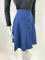 VINTAGE 60s 70s NAVY BLUE COTTON MOD FLARED CIRCLE SKIRT 8