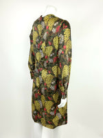 VTG 60s 70s BROWN RED YELLOW GREEN GRAPES BERRIES FLORAL SHIFT DRESS 10 12 14