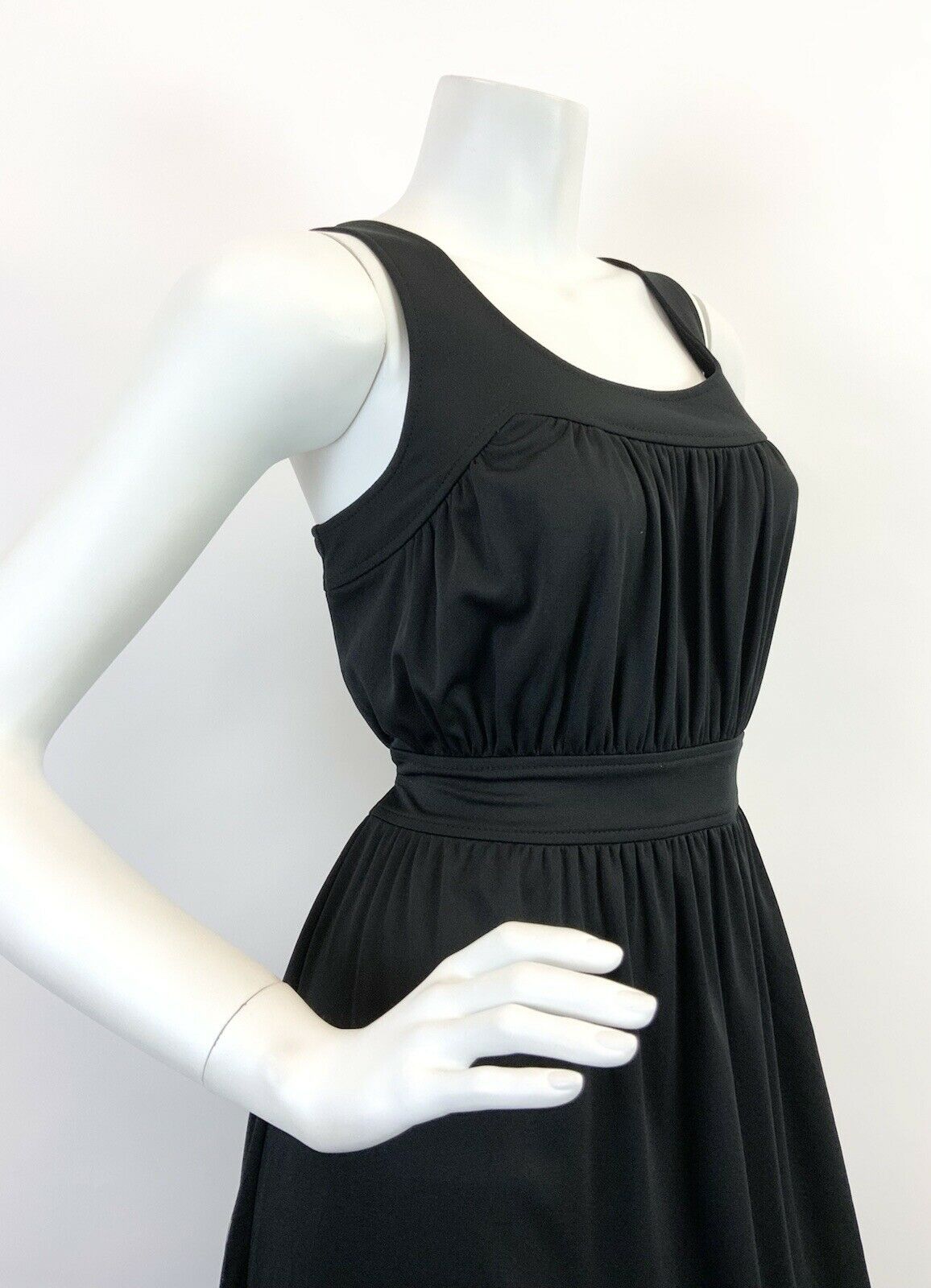 VINTAGE 60s 70s BLACK GRECIAN ELEGANT STUDIO 54 SLEEVELESS MAXI DRESS 8 10