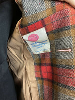 VINTAGE 60s 70s RED YELLOW BLACK CHECKED PLAIN MOD DOUBLE-BREASTED COAT 12 14