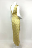 VINTAGE 60s 70s YELLOW GOLD GREEN FLORAL QUILTED STAR BEADED MAXI DRESS 8 10