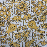 VINTAGE 60s 70s YELLOW, FLOWER POWER, FLORAL, PSYCHEDELIC SCARF