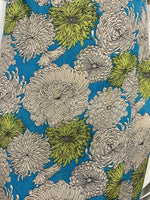 VTG 60s 70s BLUE LIME GREEN CHRYSANTHEMUM  FLORAL PSYCHEDELIC SHIFT DRESS 10 12