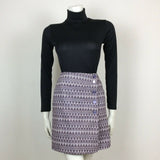 ORIGINAL VTG 60s PURPLE BUTTON UP MINI SKIRT SZ 8