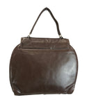 VINTAGE 60s 70s DARK BROWN MOD BOHO LEATHER BOWLING BAG