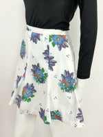 VTG 60s 70s WHITE BLUE GREEN RED FLORAL PSYCHEDELIC CIRCLE SKIRT 8