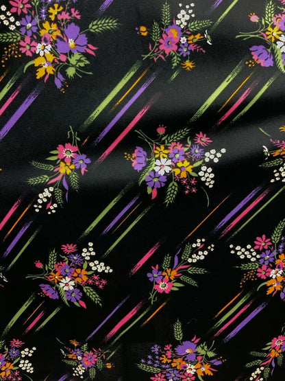 VINTAGE 60s 70s BLACK PURPLE GREEN ORANGE FLORAL STRIPED MOD MAXI DRESS 10