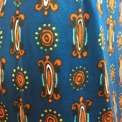 60S VINTAGE BLUE ORANGE PATTERN MAXI DRESS 10