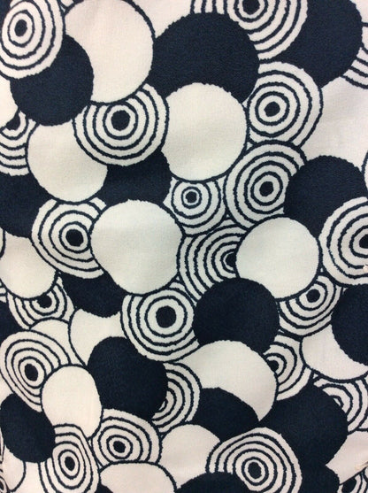 VINTAGE 60s GEOMETRIC OP ART CIRCLE BLUE WHITE DRESS 10