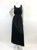 VINTAGE 60s 70s BLACK GRECIAN ELEGANT STUDIO 54 SLEEVELESS MAXI DRESS 8 10