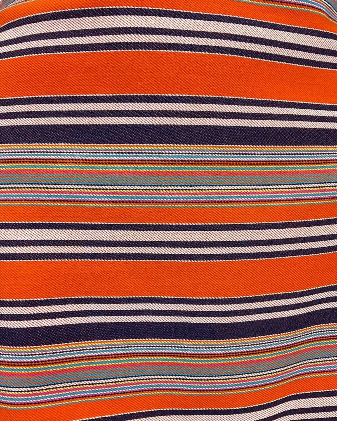 VINTAGE 60s 70s ORANGE BLACK WHITE BLUE STRIPED MOD SHORT SKIRT 14