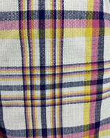 VINTAGE 60s 70s WHITE PINK BLUE PLAID TARTAN CHECKED MOD MIDI SKIRT 6