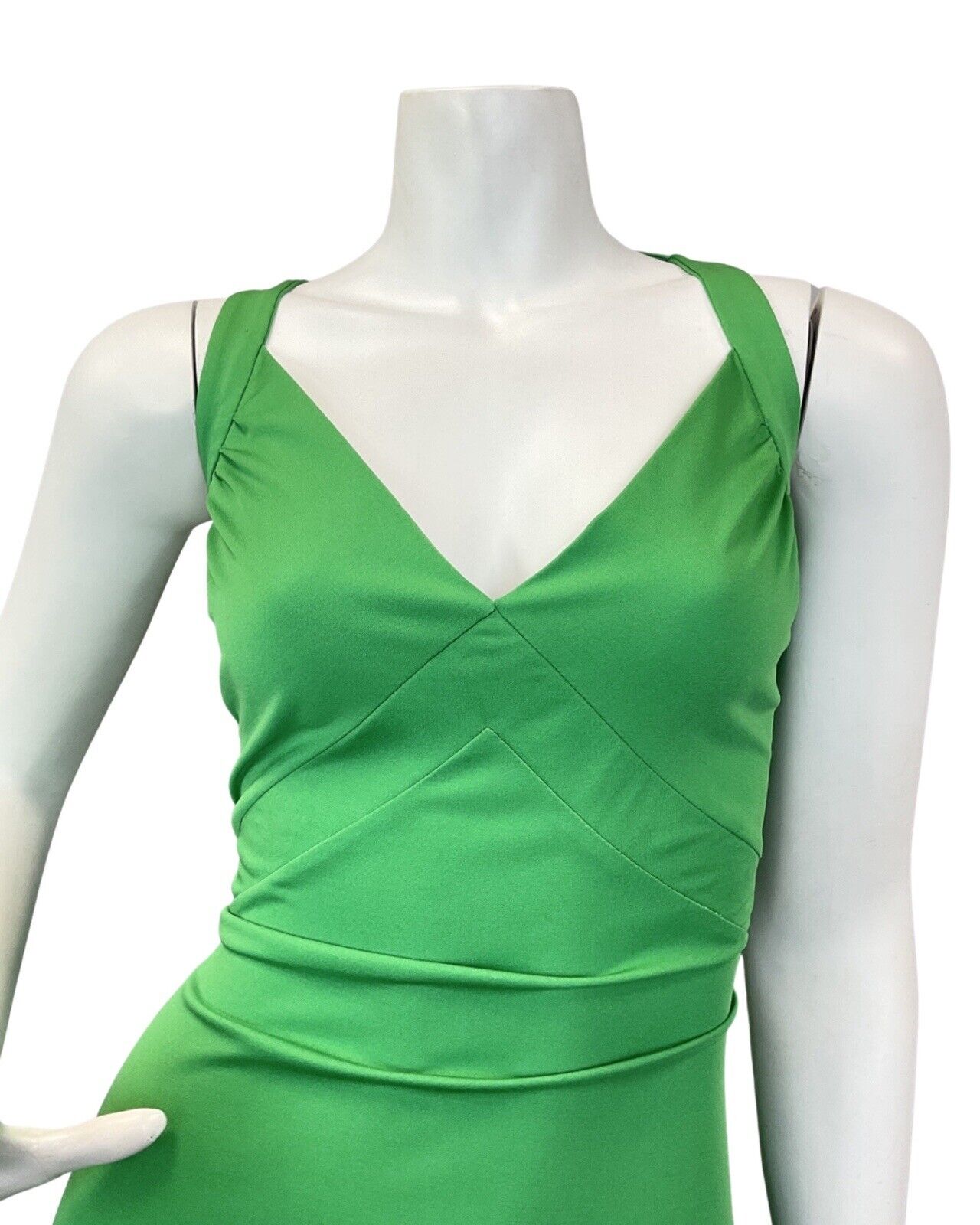 VINTAGE 60s 70s APPLE GREEN ELGANT PARTY SLEEVELESS MAXI GOWN 10