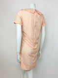 VTG 60s 70s ORANGE PINK WHITE POLKA DOT RUFFLE COLLAR TRAPEZE DRESS 10 12 14