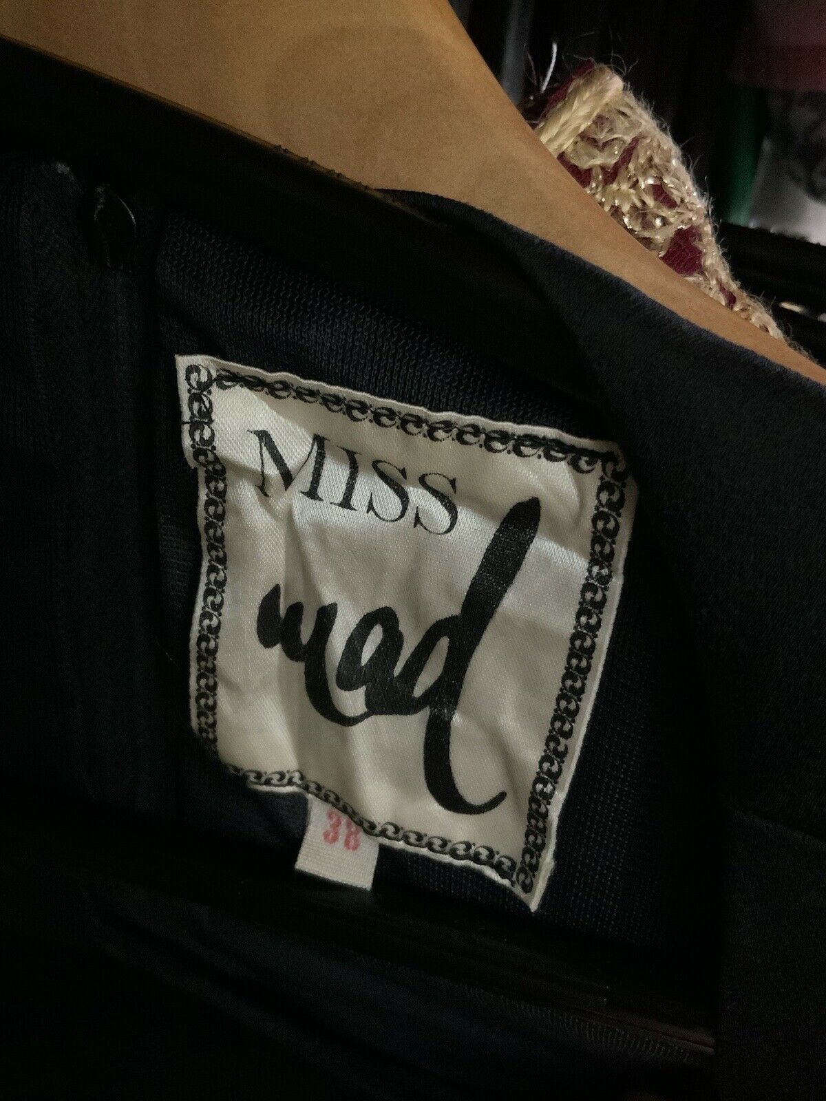 VTG 60s 70s BLACK ORANGE GREEN GEOMETRIC SHEER ANGEL SLEEVE EMPIRE LINE DRESS 8