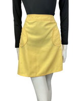 VINTAGE 60s 70s PALE YELLOW MOD A-LINE MINI SKIRT 8