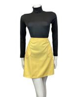 VINTAGE 60s 70s PALE YELLOW MOD A-LINE MINI SKIRT 8