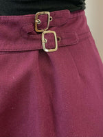 VINTAGE 60s 70s PLUM PURPLE SILVER BUCKLED MOD WRAP SKIRT 8