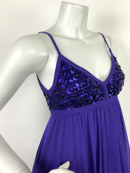 VTG 70s PURPLE GLITTER SEQUIN DISCO GLITZY GLAM STUDIO 54 MAXI DRESS 6