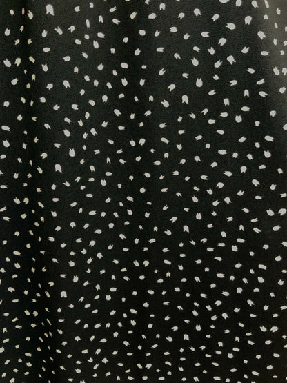 VINTAGE 60s 70s BLACK WHITE POLKA-DOT DASH RUFFLED FLARED SUMMER MAXI DRESS 8 10