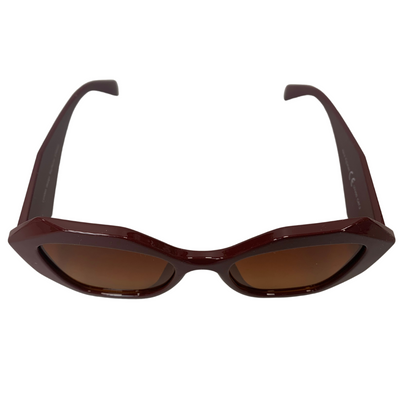 WINE RED OVERSIZED SQUARE GEOMETRIC VINTAGE STYLE 70s SUNGLASSES