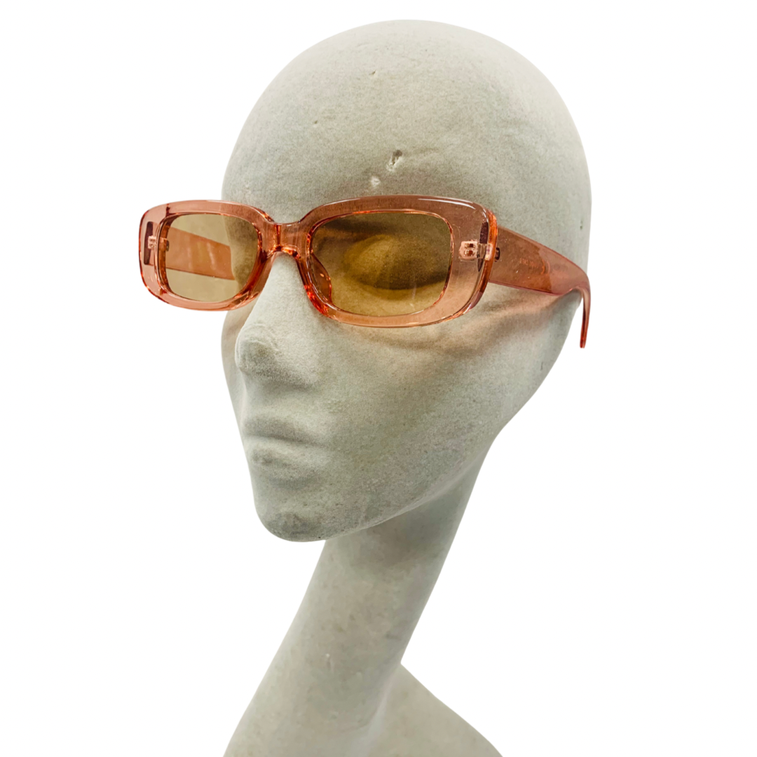 ORANGE PEACH RECTANGLE VINTAGE STYLE 60s SUNGLASSES