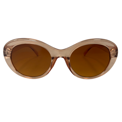 PEACH / BROWN ROUND OVAL VINTAGE STYLE 60s 70s SUNGLASSES