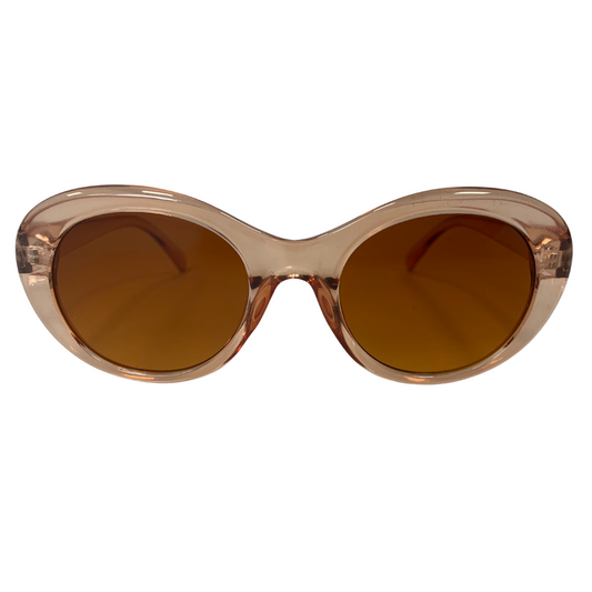 PEACH / BROWN ROUND OVAL VINTAGE STYLE 60s 70s SUNGLASSES