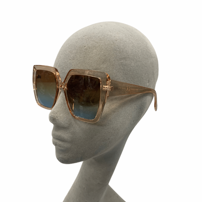 PEACH BROWN SQUARE OVERSIZED GEOMETRIC VINTAGE STYLE 70s SUNGLASSES