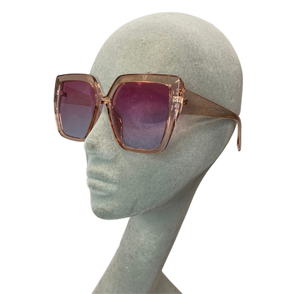 LIGHT PINK OVERSIZED SQUARE VINTAGE STYLE 70s SUNGLASSES