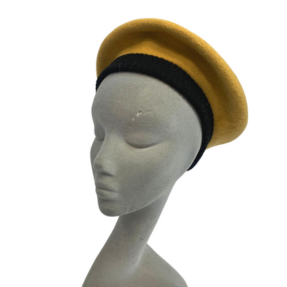 YELLOW BLACK VINTAGE 60s 70s BERET