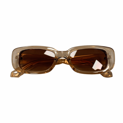 PEACH / BROWN RECTANGLE VINTAGE STYLE 60s SUNGLASSES