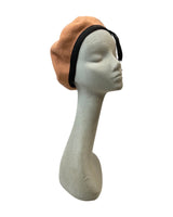 VINTAGE CAMEL BROWN BLACK BOW MOD KANGOL BERET